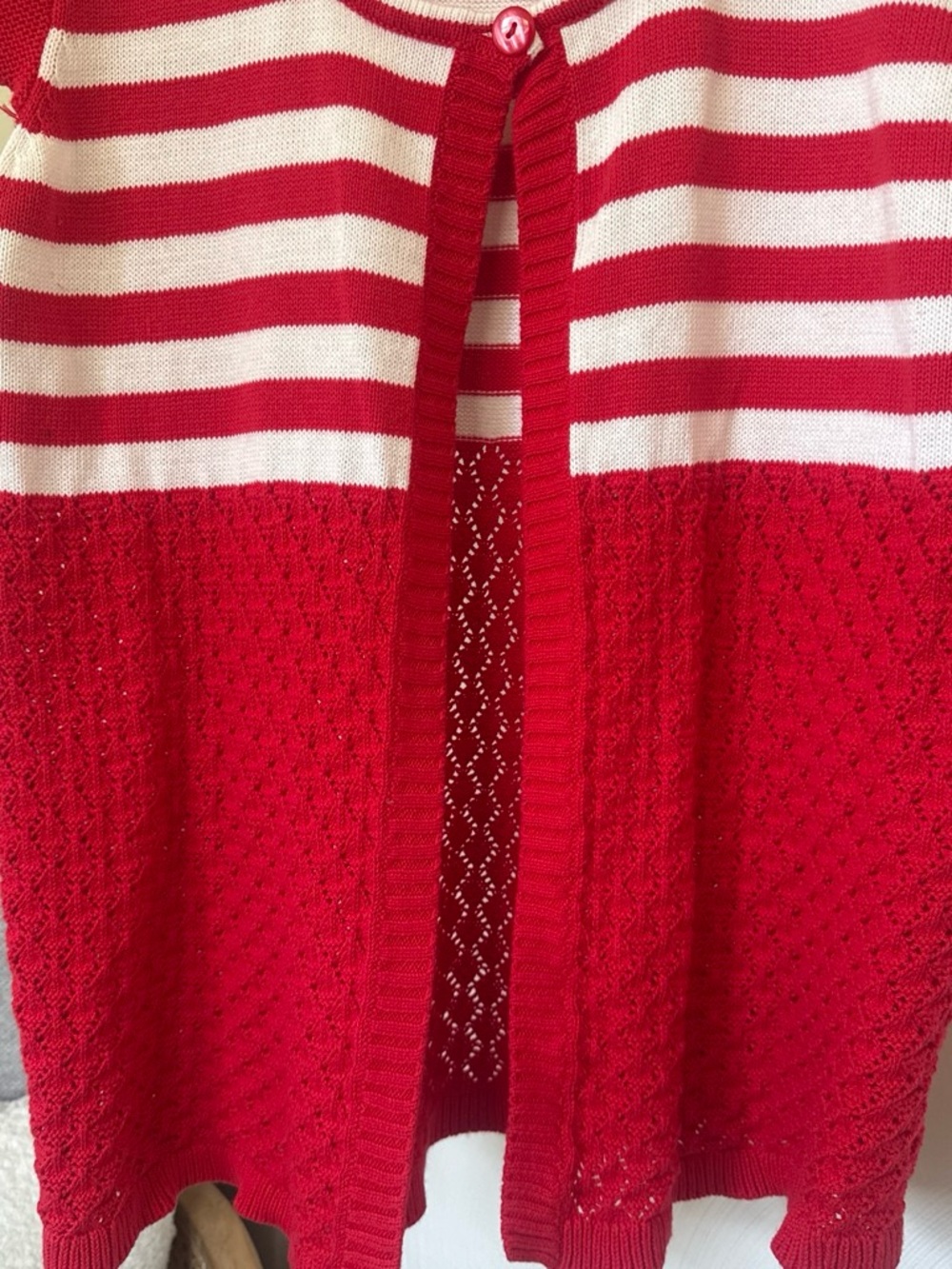 Crystal- Kobe Women’s Large Red & White Striped Women's Knit Top - Picture 5 of 11